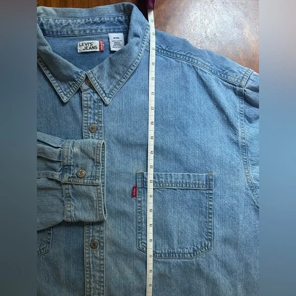 Levi's blue denim 100% cotton button up long sleeve shirt | metal buttons | XXL - Picture 11 of 11